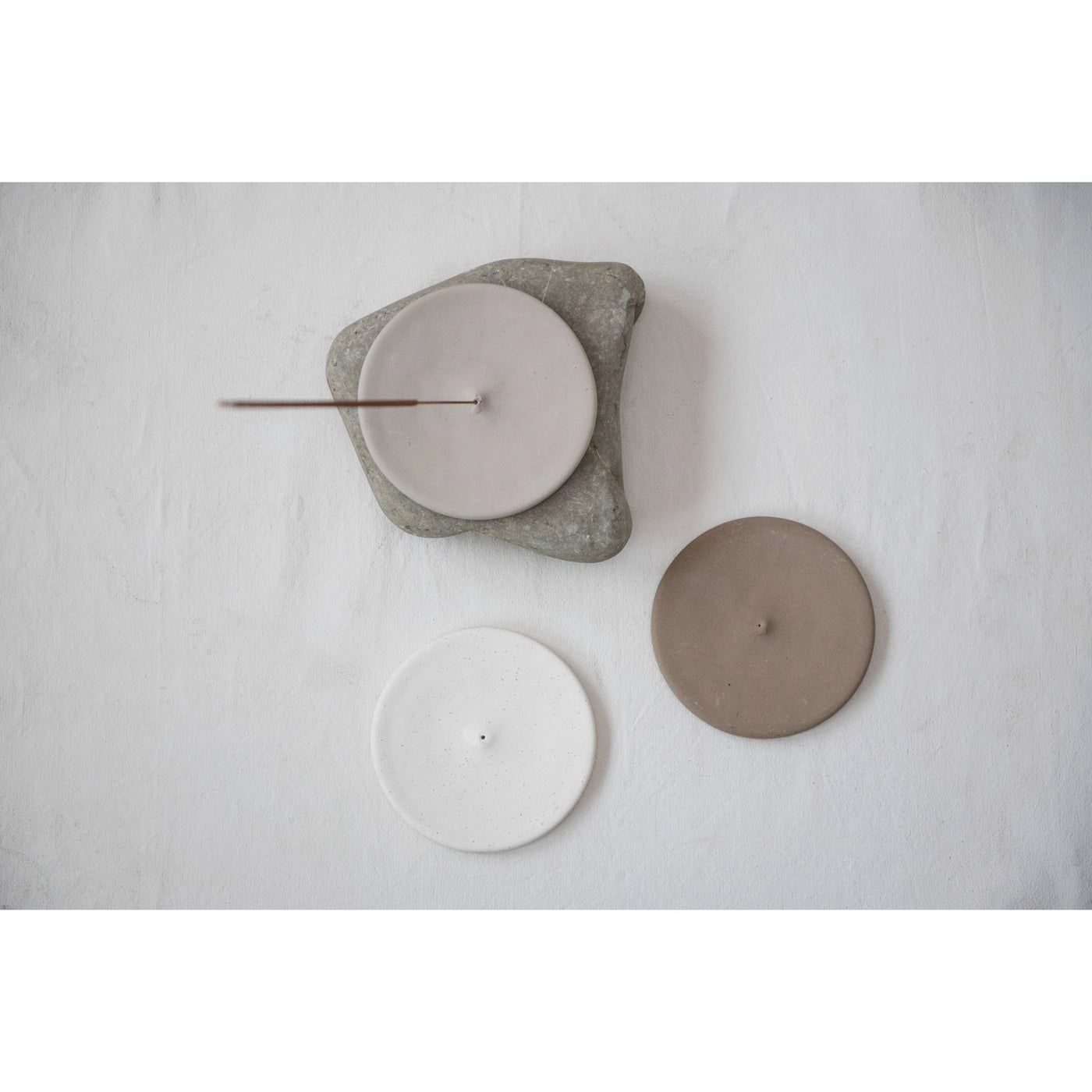 Round Stoneware Incense Holder, 3 Colors