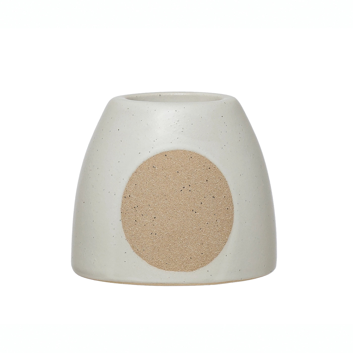 Stoneware Tealight Holder with Circle Design