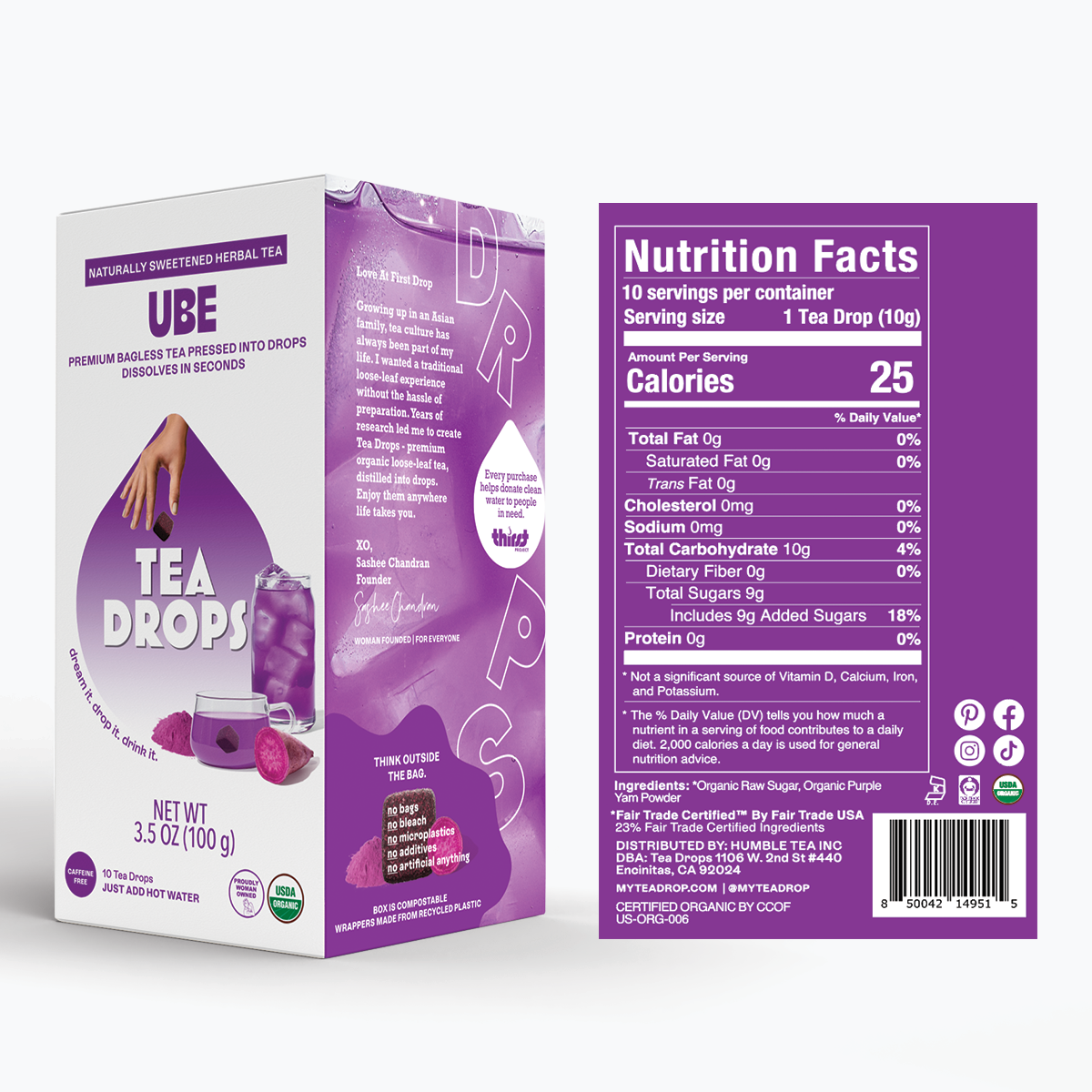 10 Count Ube Tea Box - Tea Drops