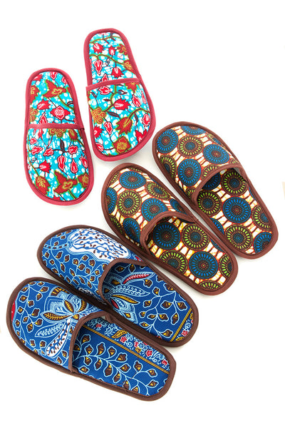 Ankara Cloth House Slippers from Ghana-Swahili Modern