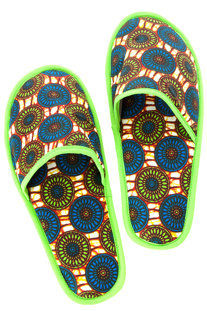 Ankara Cloth House Slippers from Ghana-Swahili Modern