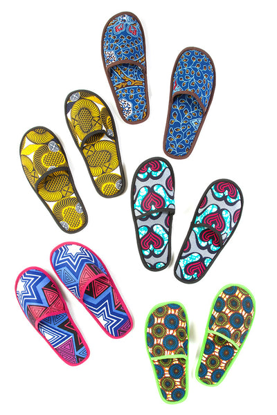 Ankara Cloth House Slippers from Ghana-Swahili Modern