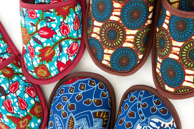 Ankara Cloth House Slippers from Ghana-Swahili Modern